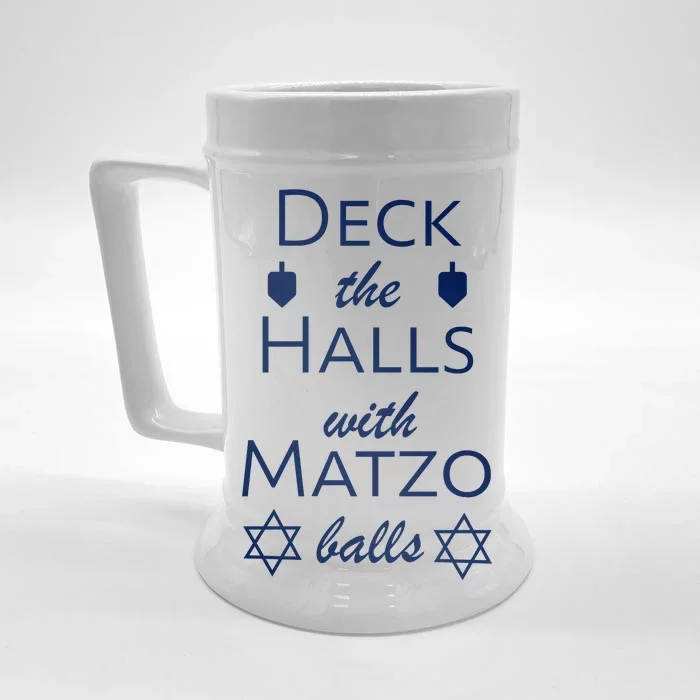 Deck The Halls With Matzo Balls Front & Back Beer Stein