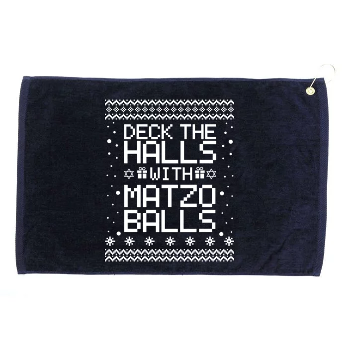 Deck The Halls With Matzo Balls Funny Hanukkah Ugly Grommeted Golf Towel