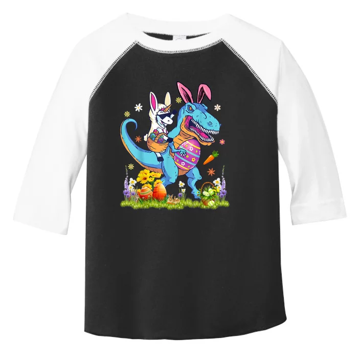 Dinosaur Easter Day Unicorn Riding Trex Bunny Costume Toddler Fine Jersey T-Shirt