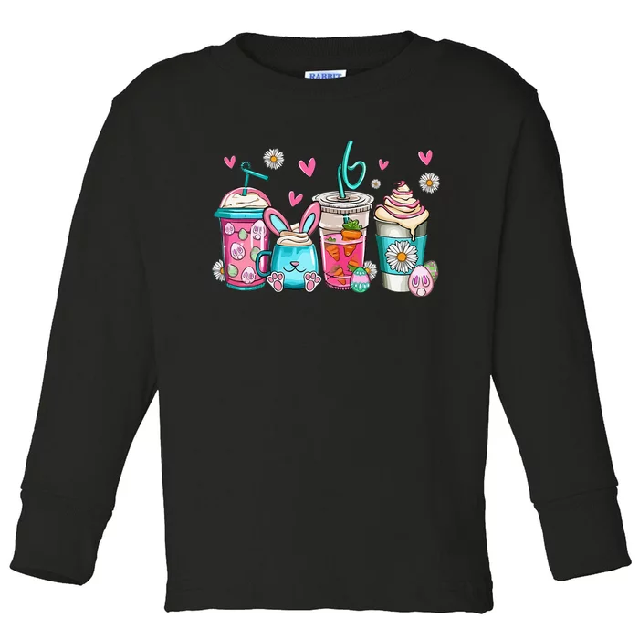 Drinks Easter Daisy Cute Bunny Toddler Long Sleeve Shirt