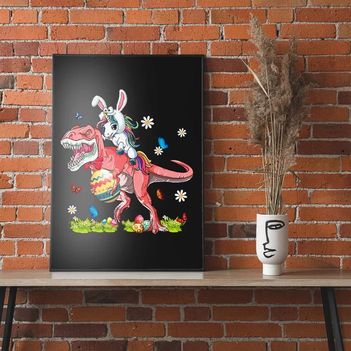 Dinosaur Easter Day Unicorn Riding T-rex Bunny Costume Gift Poster