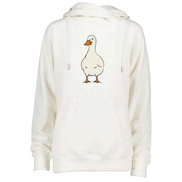 Duck Easily Distracted By Ducks Womens Funnel Neck Pullover Hood