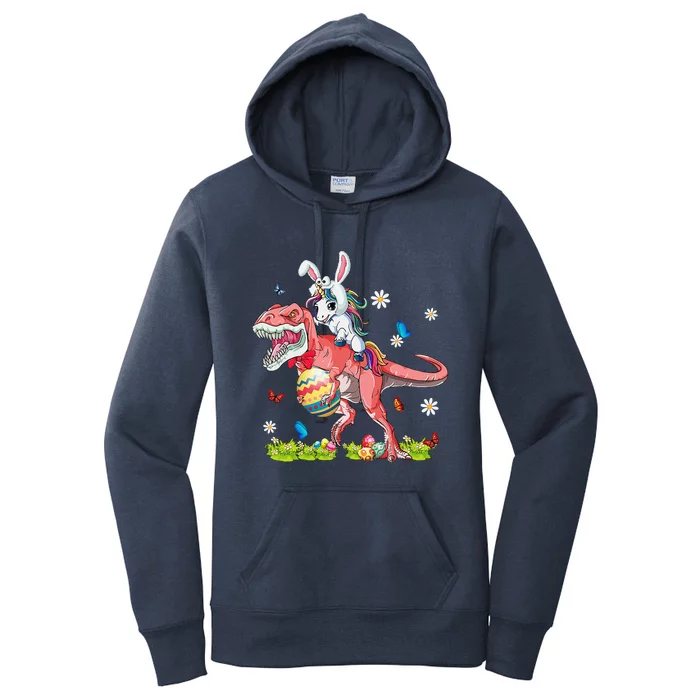 Dinosaur Easter Day Unicorn Riding Trex Bunny Costume Gift Women's Pullover Hoodie