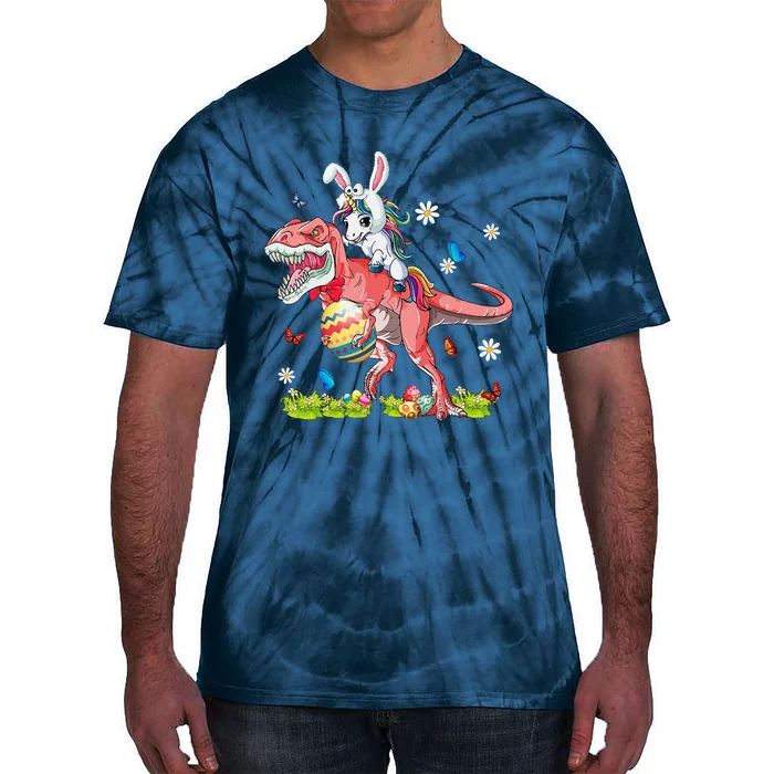 Dinosaur Easter Day Unicorn Riding Trex Bunny Costume Gift Tie-Dye T-Shirt