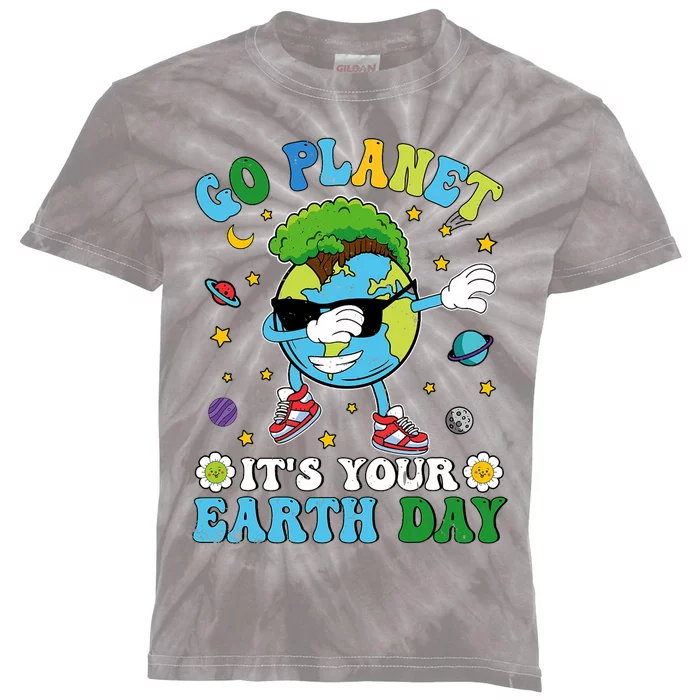 Dabbing Earth Day 2024 Groovy Go Planet ItS Your Earth Day Kids Tie-Dye T-Shirt