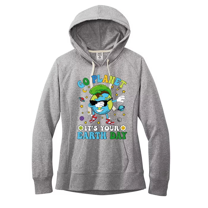 Dabbing Earth Day 2024 Groovy Go Planet ItS Your Earth Day Women's Fleece Hoodie