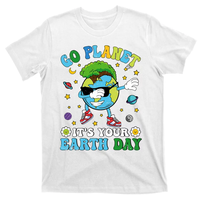 Dabbing Earth Day 2024 Groovy Go Planet ItS Your Earth Day T-Shirt