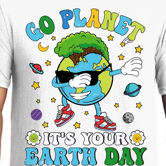 Dabbing Earth Day 2024 Groovy Go Planet ItS Your Earth Day Pajama Set