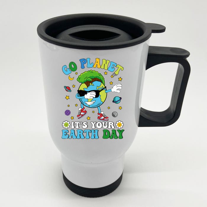 Dabbing Earth Day 2024 Groovy Go Planet ItS Your Earth Day Front & Back Stainless Steel Travel Mug