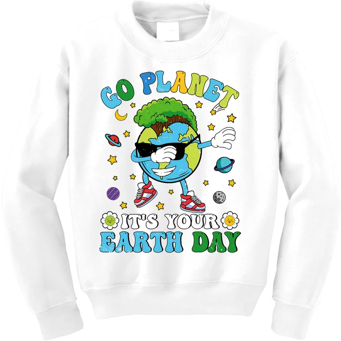 Dabbing Earth Day 2024 Groovy Go Planet ItS Your Earth Day Kids Sweatshirt