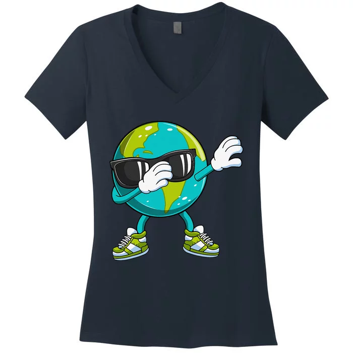 Dabbing Earth Day Dab Dance Gift Women's V-Neck T-Shirt