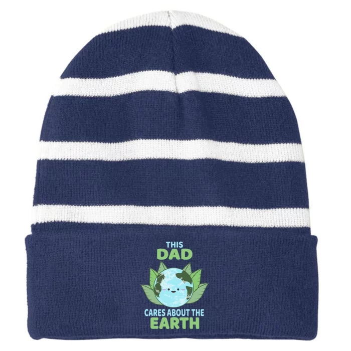 Dad Earth Day Environmental Awareness Striped Beanie with Solid Band