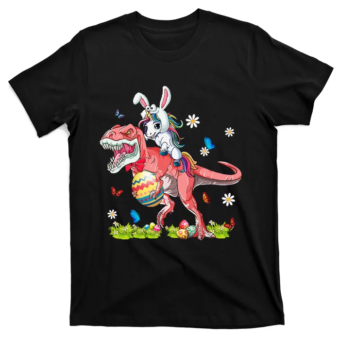 Dinosaur Easter Day Unicorn Riding Trex Funny Unicorn T-Shirt