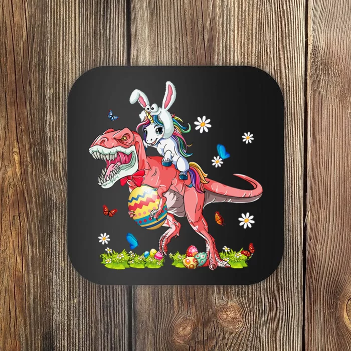 Dinosaur Easter Day Unicorn Riding Trex Funny Unicorn Coaster