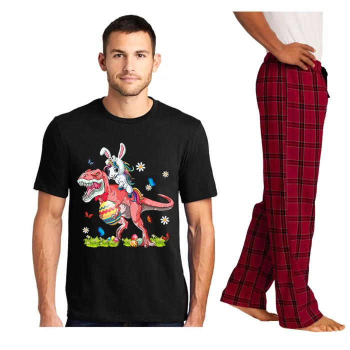 Dinosaur Easter Day Unicorn Riding Trex Funny Unicorn Pajama Set