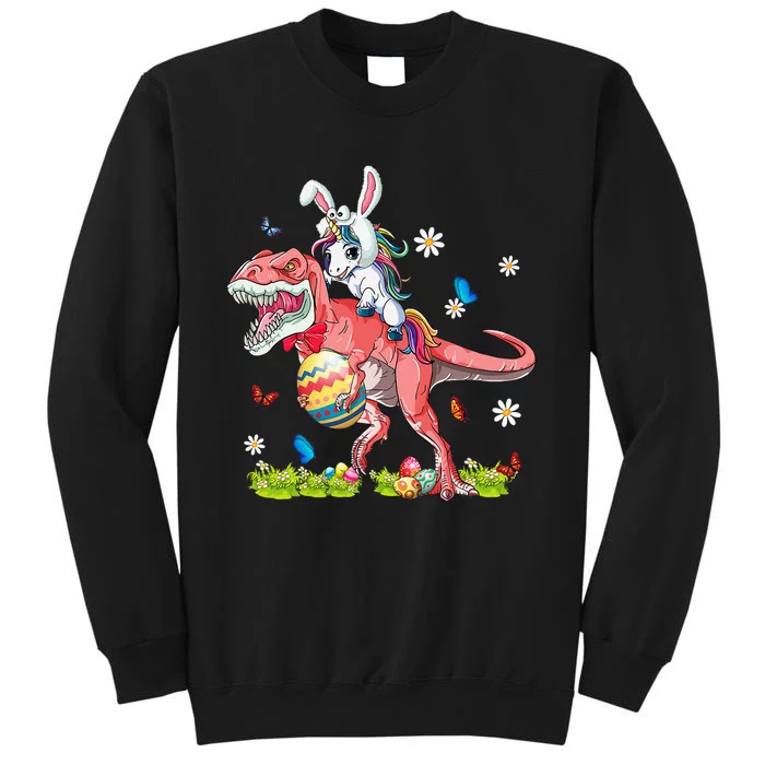 Dinosaur Easter Day Unicorn Riding Trex Funny Unicorn Tall Sweatshirt