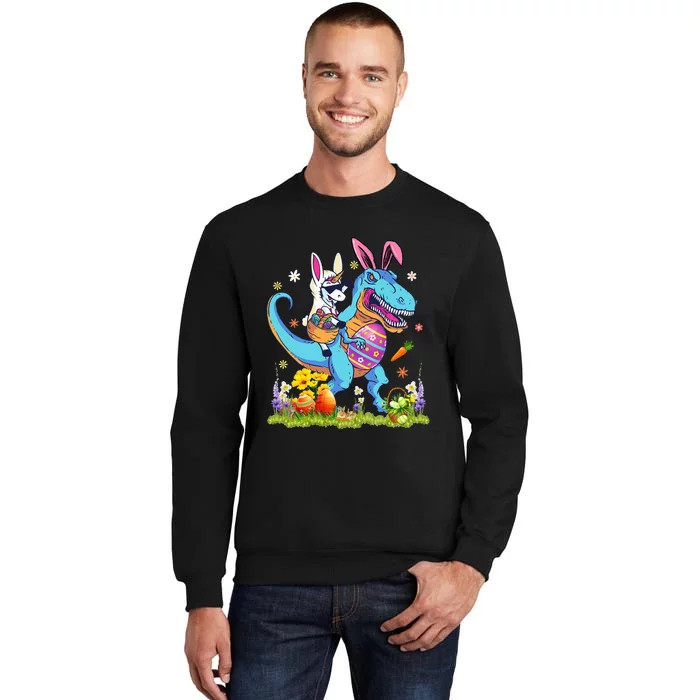 Dinosaur Easter Day Unicorn Riding Trex Bunny Sweatshirt