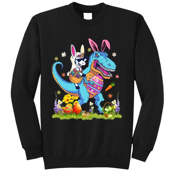 Dinosaur Easter Day Unicorn Riding Trex Bunny Sweatshirt