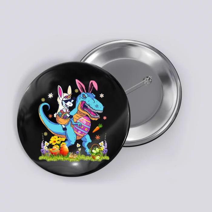 Dinosaur Easter Day Unicorn Riding Trex Bunny Button