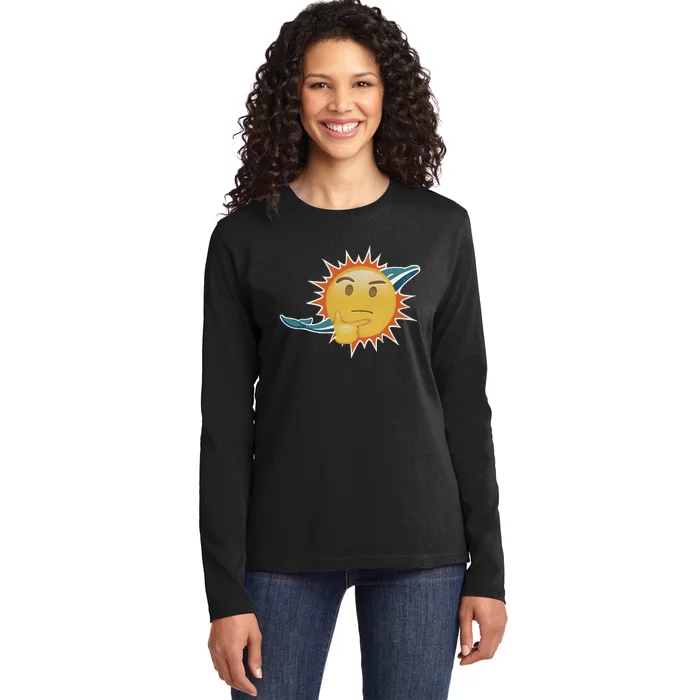 Dolphins Emoji Ladies Long Sleeve Shirt