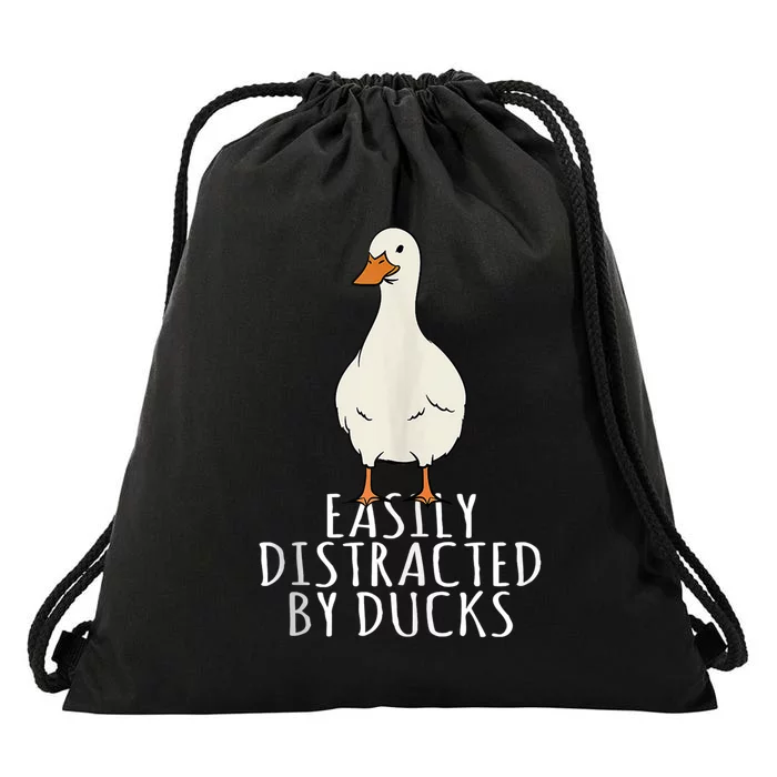 Duck Easily Distracted By Ducks Drawstring Bag