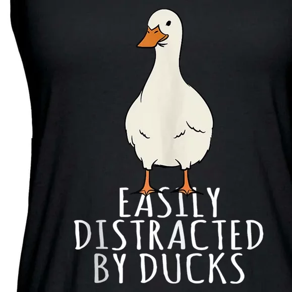 Duck Easily Distracted By Ducks Ladies Essential Flowy Tank