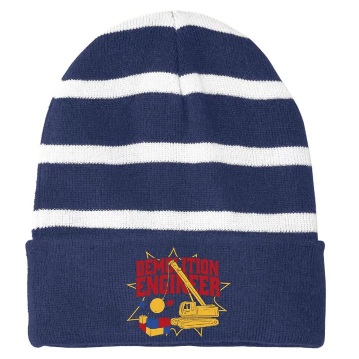 Demolition Engineer Striped Beanie with Solid Band