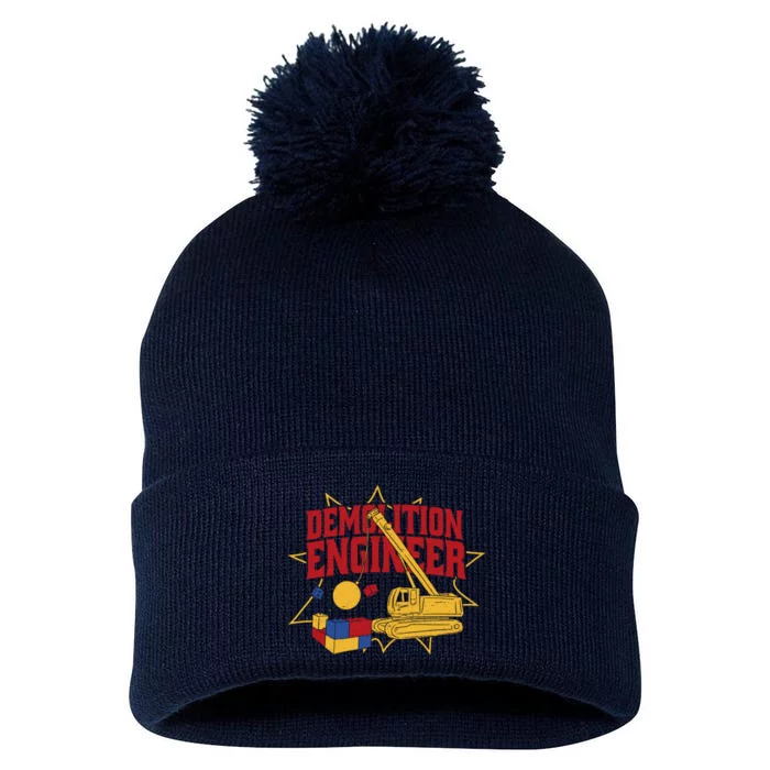 Demolition Engineer Pom Pom 12in Knit Beanie