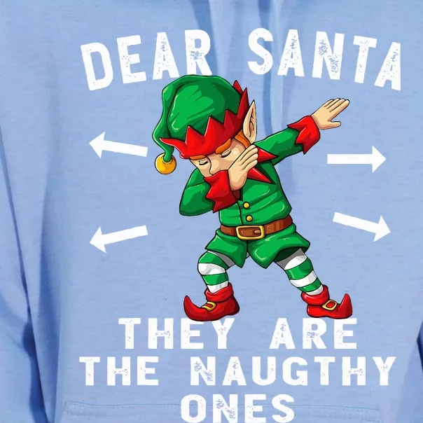 Dabbing Elf  Dear Santa They Are The Naughty Ones Xmas Unisex Surf Hoodie