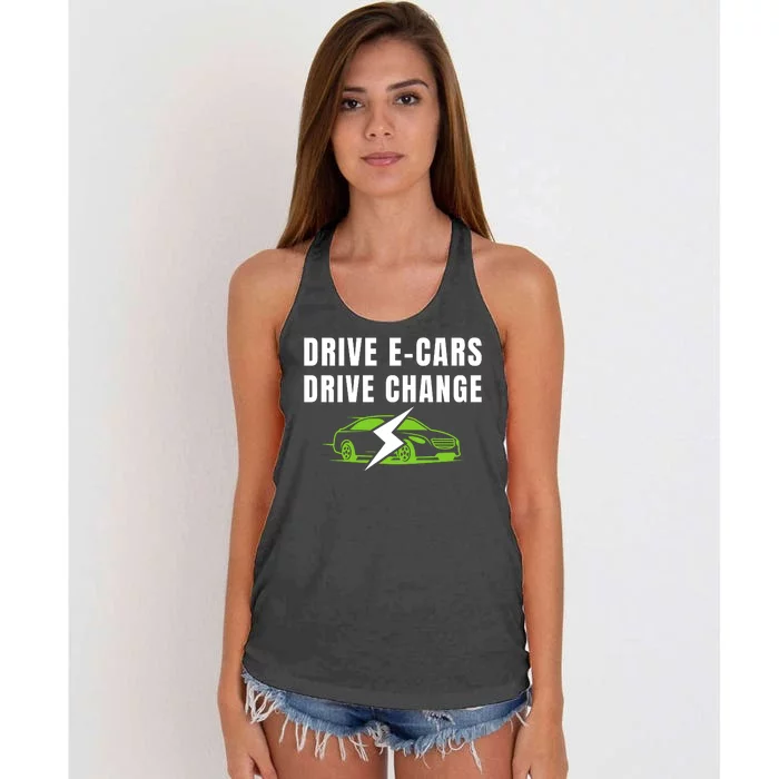 Drive ECars Drive Change, Drive EVs, Funny Electric Vehicle Women's Knotted Racerback Tank