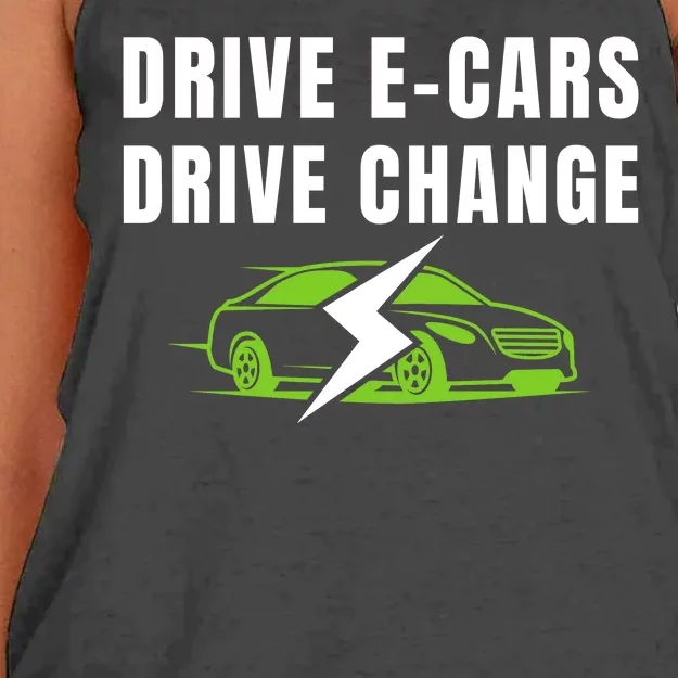 Drive ECars Drive Change, Drive EVs, Funny Electric Vehicle Women's Knotted Racerback Tank