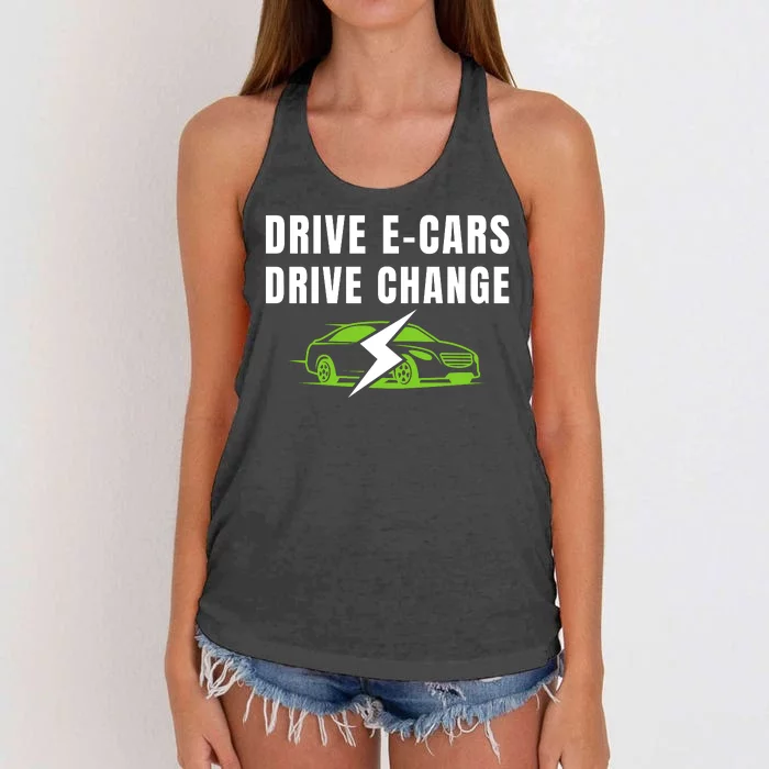 Drive ECars Drive Change, Drive EVs, Funny Electric Vehicle Women's Knotted Racerback Tank