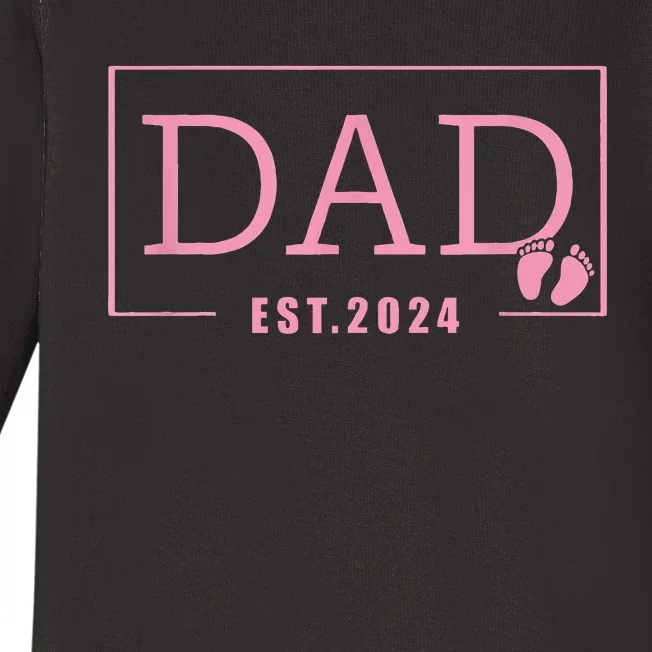 Dad Established Est 2024 Girl Newborn Gifts Daddy Father Baby Long Sleeve Bodysuit