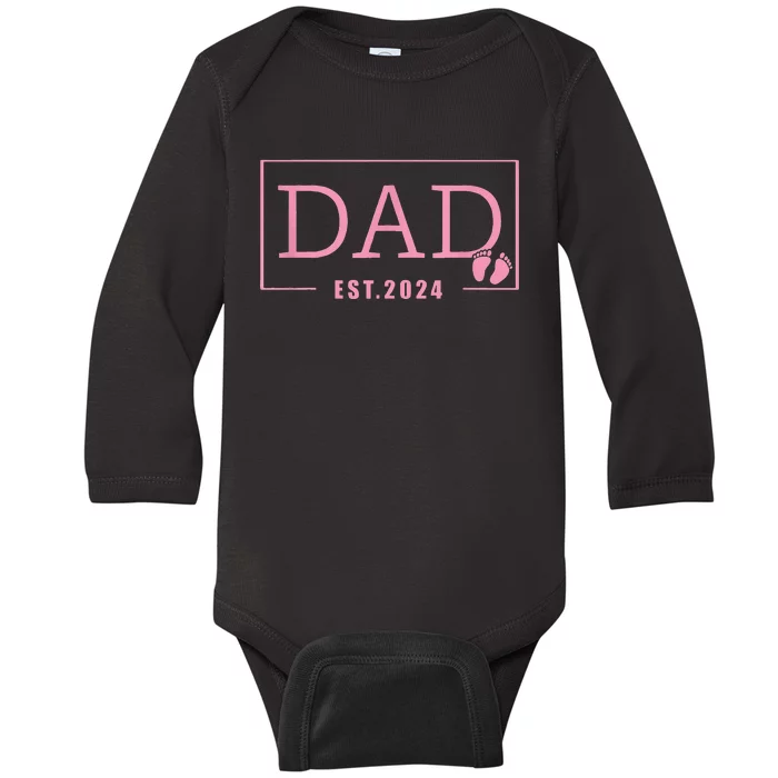 Dad Established Est 2024 Girl Newborn Gifts Daddy Father Baby Long Sleeve Bodysuit