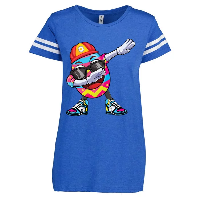 Dabbing Easter Egg Firefighter Fire Costume Gift Enza Ladies Jersey Football T-Shirt