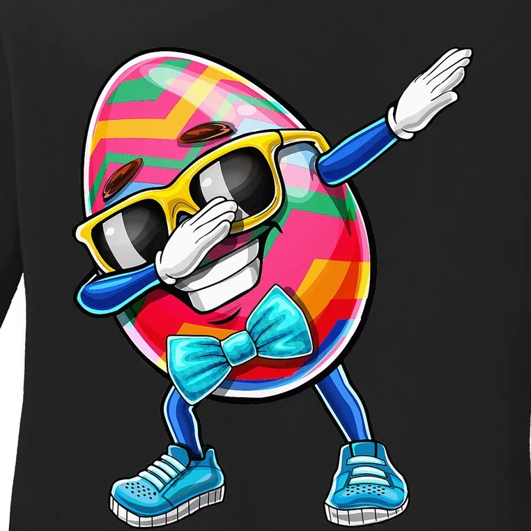 Dabbing Easter Egg Costume Easter Sunday Day Ladies Long Sleeve Shirt