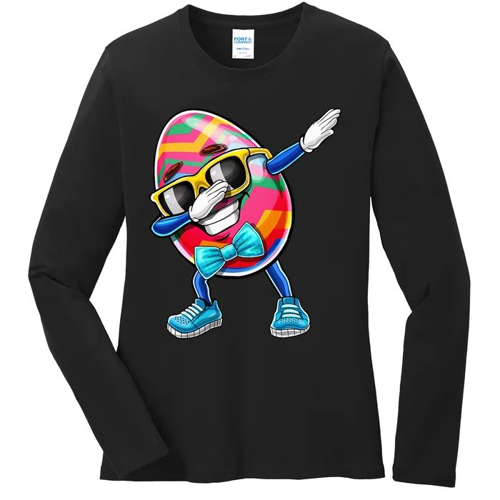 Dabbing Easter Egg Costume Easter Sunday Day Ladies Long Sleeve Shirt