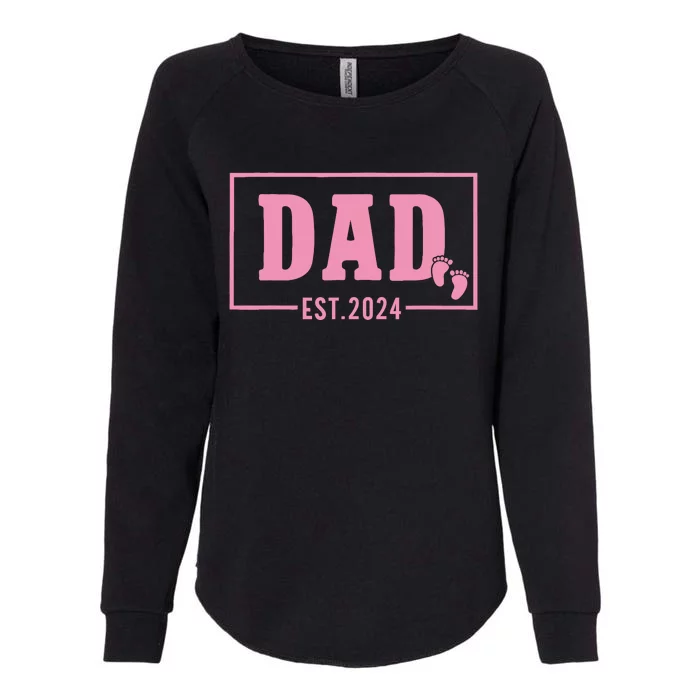 Dad Established Est 2024 Girl Newborn Daddy Father Womens California Wash Sweatshirt