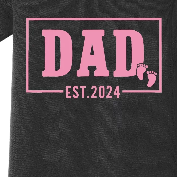 Dad Established Est 2024 Girl Newborn Daddy Father Baby Bodysuit