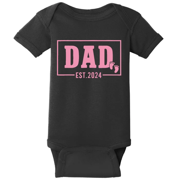 Dad Established Est 2024 Girl Newborn Daddy Father Baby Bodysuit