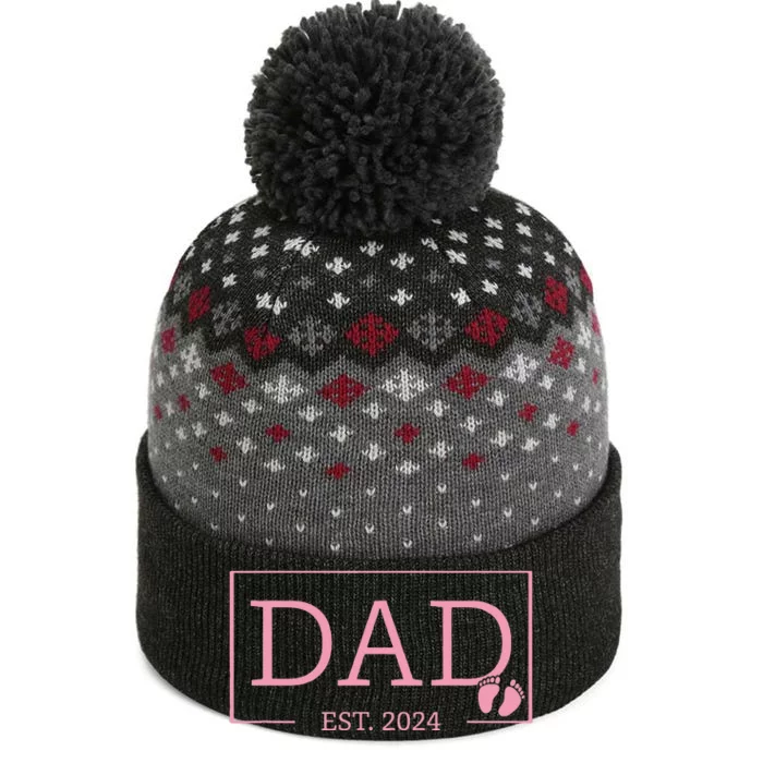 Dad Established Est 2024 Girl Newborn Gifts Daddy Father The Baniff Cuffed Pom Beanie