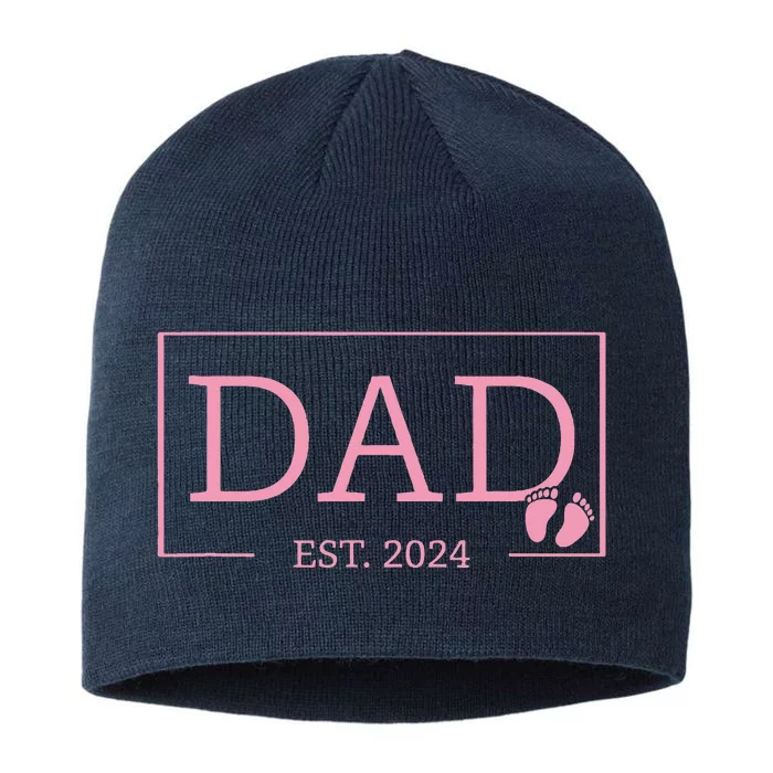 Dad Established Est 2024 Girl Newborn Gifts Daddy Father 8 1/2in Sustainable Knit Beanie