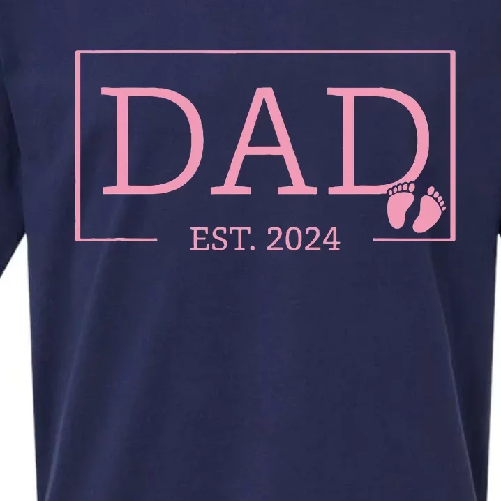 Dad Established Est 2024 Girl Newborn Gifts Daddy Father Sueded Cloud Jersey T-Shirt