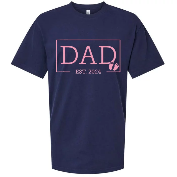 Dad Established Est 2024 Girl Newborn Gifts Daddy Father Sueded Cloud Jersey T-Shirt