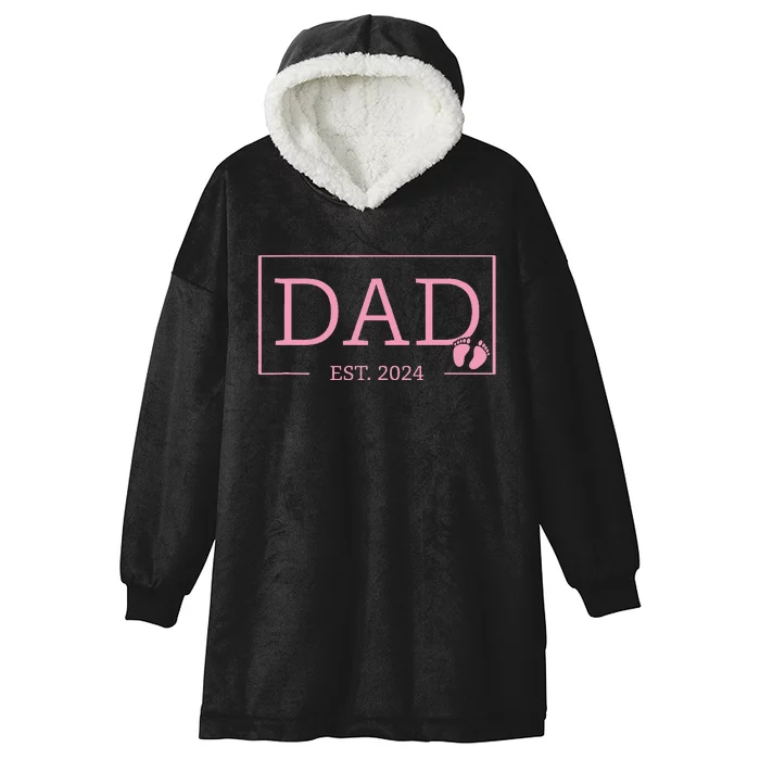 Dad Established Est 2024  Newborn Gifts Daddy Father Hooded Wearable Blanket