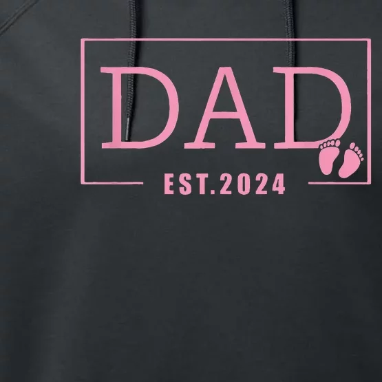 Dad Established Est 2024 Newborn Gifts Daddy Father Performance Fleece Hoodie