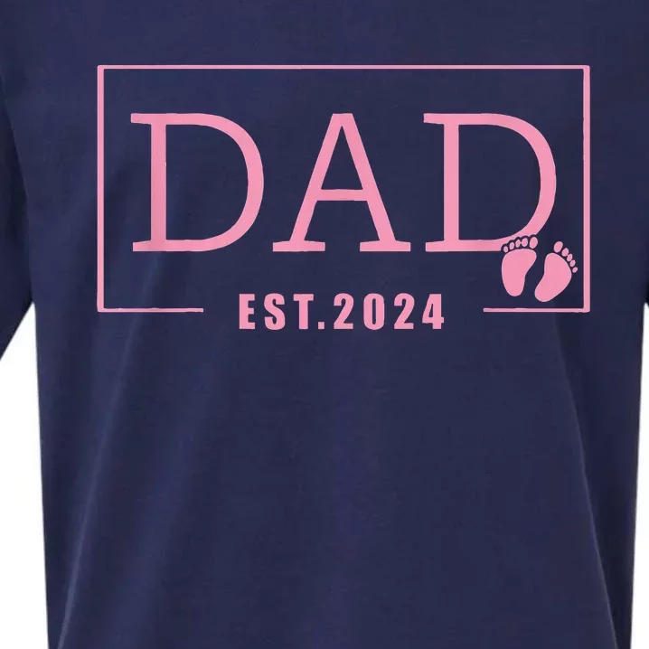 Dad Established Est 2024 Newborn Gifts Daddy Father Sueded Cloud Jersey T-Shirt