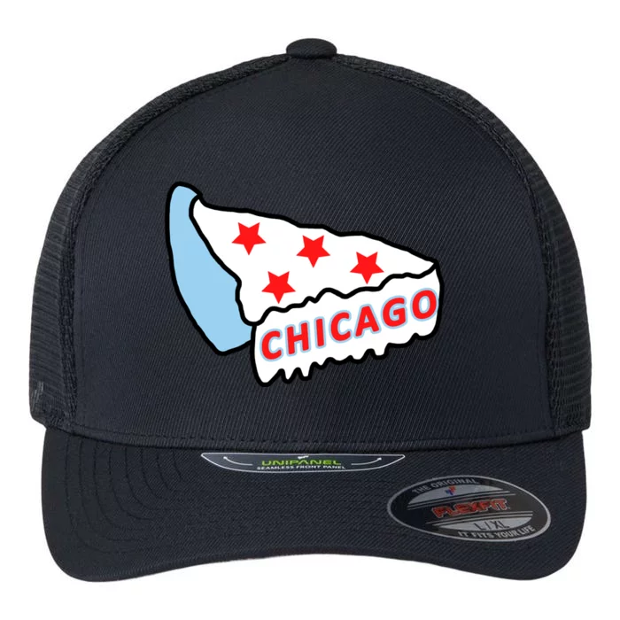 Deep Dish Chicago Pizza Flag Flexfit Unipanel Trucker Cap