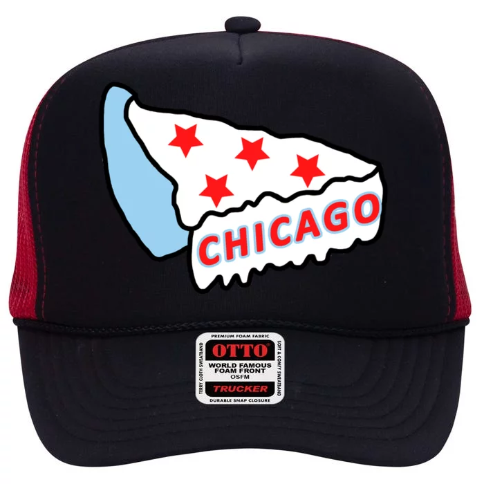 Deep Dish Chicago Pizza Flag High Crown Mesh Trucker Hat