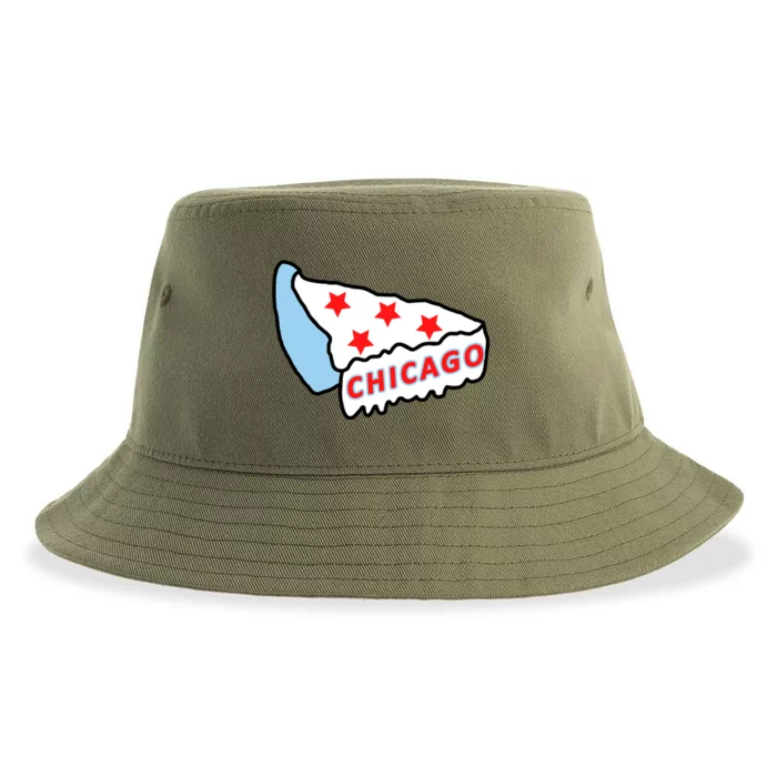 Deep Dish Chicago Pizza Flag Sustainable Bucket Hat